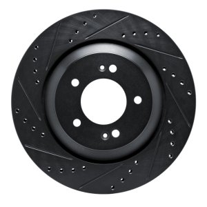Hyundai Elantra N Brake Rotor (1) - Rear Left - R1 Concepts - Drilled & Slotted - Black - `19-`25